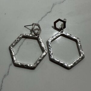 Hexagon Silver Earrings